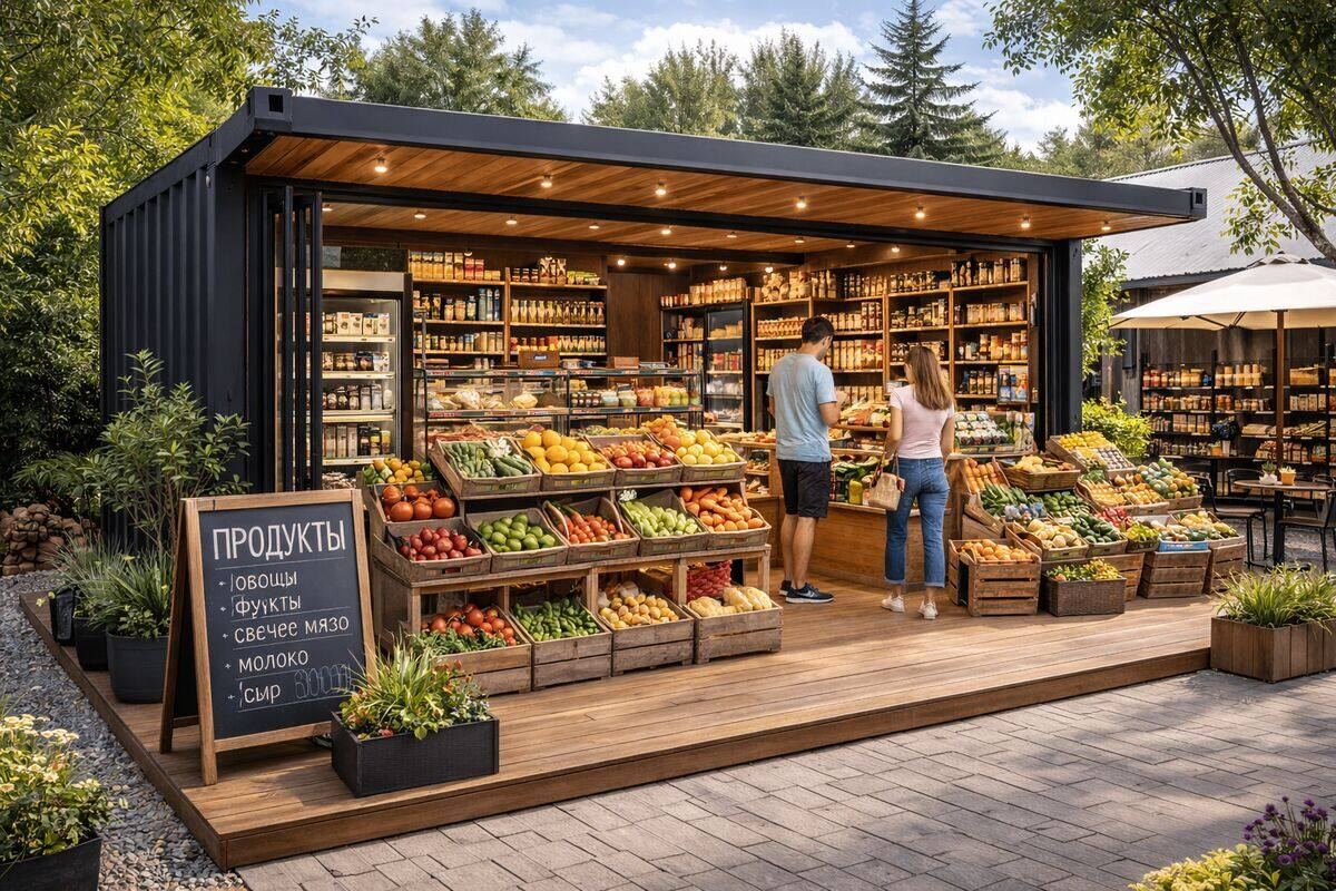 Торговый павильон из морского контейнера купить в Рязани — CONTAINERBOX